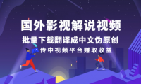 国外影视解说视频伪原创,简单轻松的高收益项目