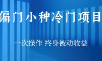 (2112)偏门小种冷门项目,一次操作 终身被动收益
