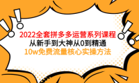 (2146)2022全套拼多多运营课程,从新手到大神从0到精通,10w免费流量核心实操方法