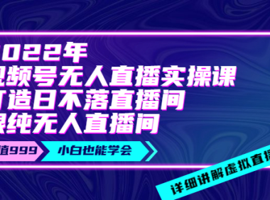 （2048）2022年《视频号无人直播实操课》打造日不落直播间+纯无人直播间-价值999