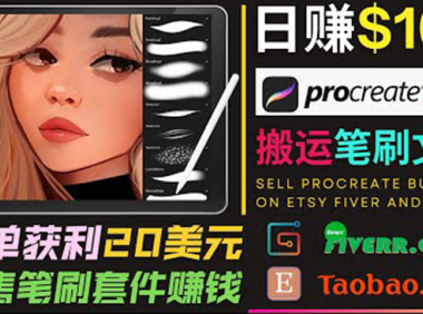 (2071)搬运出售Procreate笔刷文件赚钱,每单20美元,轻松日赚100美元