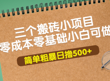 (2128)三个搬砖小项目,零成本零基础小白简单粗暴轻松日撸500+