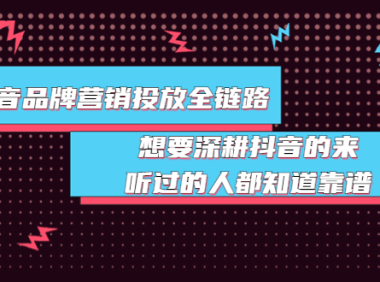 （2131）抖音品牌营销投放全链路：想要深耕抖音的来，听过的人都知道靠谱