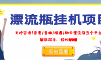 (2166)外面收费688的漂流瓶全自动挂机项目,号称单窗口稳定每天收益100+