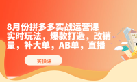 (2186)8月份拼多多实战运营课,实时玩法,爆款打造,改销量,补大单,AB单,直播