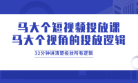 （2248）马大个短视频投放课，马大个视角的投放逻辑，32分钟讲清楚投放所有逻辑