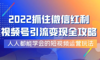 （2309）2022抓住微信红利，视频号引流变现全攻略，人人都能学会的短视频运营玩法