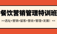 （2316）餐饮营销管理特训班：选址+营销+留客+营收+管理+发展！