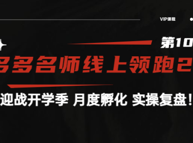 (2163)《拼多多名师线上领跑28天-第10期》迎战开学季 月度孵化 实操复盘!