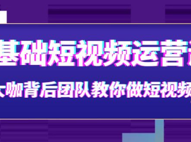 （2246）0基础短视频运营课：大咖背后团队教你做短视频（28节课时）