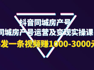 （2266）抖音同城房产号，同城房产号运营及变现实操课，每发一条视频赚1000-3000元