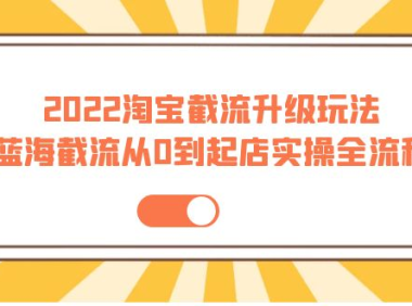 (2288)2022淘宝截流升级玩法:蓝海截流从0到起店实操全流程 价值千元!