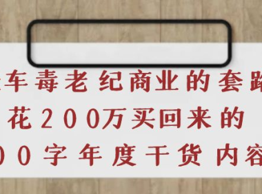 (2333)《豪车毒老纪 商业的套路》花200万买回来的,3000字年度干货内容