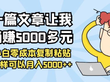 (2346)一篇文章让我躺赚5000多元,小白零成本复制粘贴一样可以月入5000++