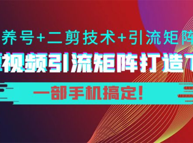 （2348）陆明明·短视频引流矩阵打造7.0，养号+二剪技术+引流矩阵 一部手机搞定！