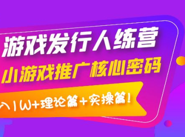 (2363)游戏发行人训练营:小游戏推广核心密码,月入1W+理论篇+实操篇!