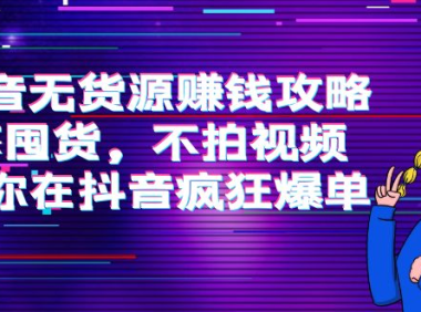 （2367）抖音无货源赚钱攻略，不囤货，不拍视频，带你在抖音疯狂爆单！