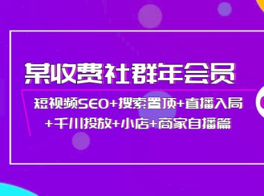 （2378）某收费社群年会员：短视频SEO+搜索置顶+直播入局+千川投放+小店+商家自播篇