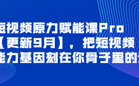 （2368）短视频原力赋能课Pro【更新9月】，把短视频能力基因刻在你骨子里的课