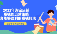 (2580)2022年淘宝店铺赚钱的运营策略:一套能够盈利的赚钱打法,适合中小卖家