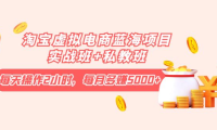(2601)淘宝虚拟电商蓝海项目实战班+私教班:每天操作2小时,每月多赚5000+