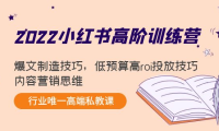 (2707)2022小红书高阶训练营:爆文制造技巧,低预算高roi投放技巧,内容营销思维