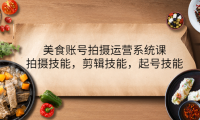 (2728)美食账号拍摄运营系统课,拍摄技能,剪辑技能,起号技能(21节课)