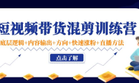 （2729）短视频带货混剪训练营：底层逻辑+内容输出+方向+快速涨粉+直播方法！