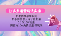 (2747)拼多多运营玩法实操,0.1改10W销量,薅官方10w免费流量 等玩法!