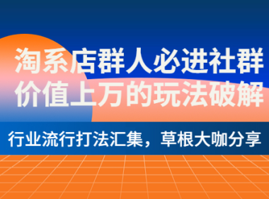 (2396)淘系店群人必进社群,价值上万的玩法模式,行业流行打法汇集,草根大咖分享