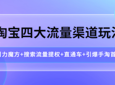 (2430)淘宝四大流量渠道玩法:引力魔方+搜索流量提权+直通车+引爆手淘首页