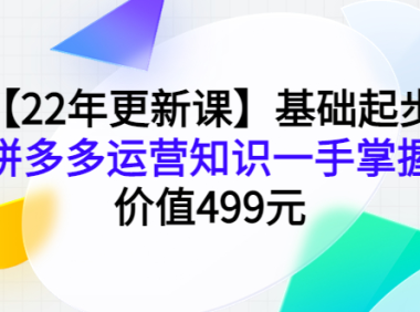 (2465)【22年更新课】基础起步,拼多多运营知识一手掌握,价值499元