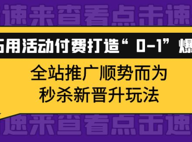 (2529)巧用活动付费打造“0-1”爆款,全站推广顺势而为,秒杀新晋升玩法