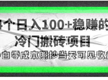 (2583)4个稳赚的冷门搬砖项目,每个项目日入100+小白零成本照抄当天可见收益