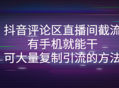 （2619）抖音评论区直播间截流，有手机就能干，可大量复制引流的方法