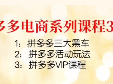 (2656)拼多多电商系列课程3套:拼多多三大黑车+拼多多活动玩法+拼多多VIP课程