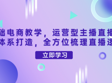 （2664）零基础电商教学，运营型主播直播带货全体系打造，全方位梳理直播逻辑
