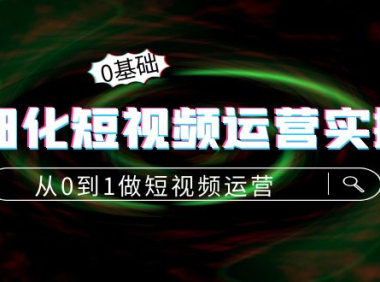 （2709）精细化短视频运营实操课，从0到1做短视频运营：算法篇+定位篇+内容篇