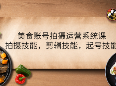 (2728)美食账号拍摄运营系统课,拍摄技能,剪辑技能,起号技能(21节课)