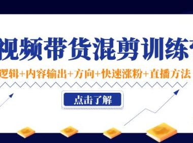 （2729）短视频带货混剪训练营：底层逻辑+内容输出+方向+快速涨粉+直播方法！