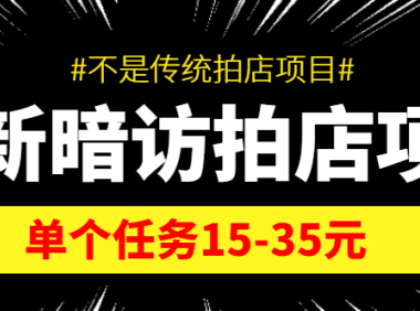 (2742)【信息差项目】最新暗访拍店项目,单个任务15-35元(不是传统拍店项目)