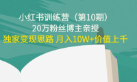 (2760)小红书训练营(第10期)20万粉丝博主亲授:独家变现思路 月入10W+价值上千