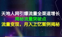 (2761)天地人网引爆流量全渠道增长:揭秘流量突然破点,流量变现,月入上亿案例