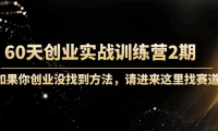 (2975)60天创业实战训练营2期:如果你创业没找到方法,进来这里找赛道-价值3000元