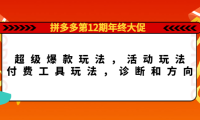 (3009)拼多多第12期年终大促:超级爆款玩法,活动玩法,付费工具玩法,诊断和方向