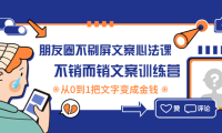 （3047）朋友圈不刷屏文案心法课：不销而销文案训练营，从0到1把文字变成金钱