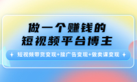 （3084）做一个赚钱的短视频平台博主：短视频带货变现+接广告变现+做卖课变现