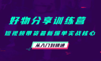 （3094）好物分享训练营：短视频带货最新爆单实战核心，从入门到精通！