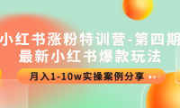 (3107)小红书涨粉特训营-第四期:最新小红书爆款玩法,月入1-10w实操案例分享