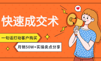 (3112)快速成交术,一句话打动客户购买,月销50W+实操卖点分享!